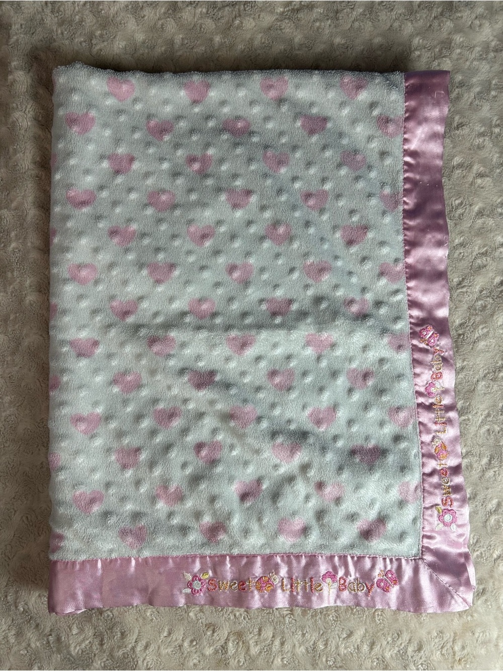 Child of Mine by Carter's Sweet Little Baby Blanket Pink White Hearts Orange